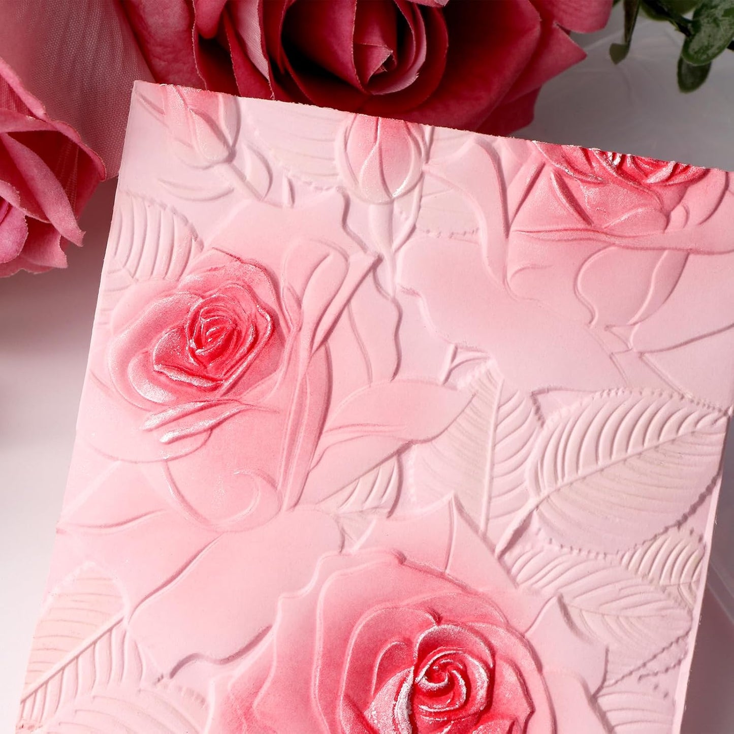 BAOFALI 3D Plastic Embossing Folders Rose for DIY Scrapbooking Photo Album Card Paper Craft Decoration for Card Making,Embossing Template Paper Card 6.3" L x 4.5" W Embossing Stencil