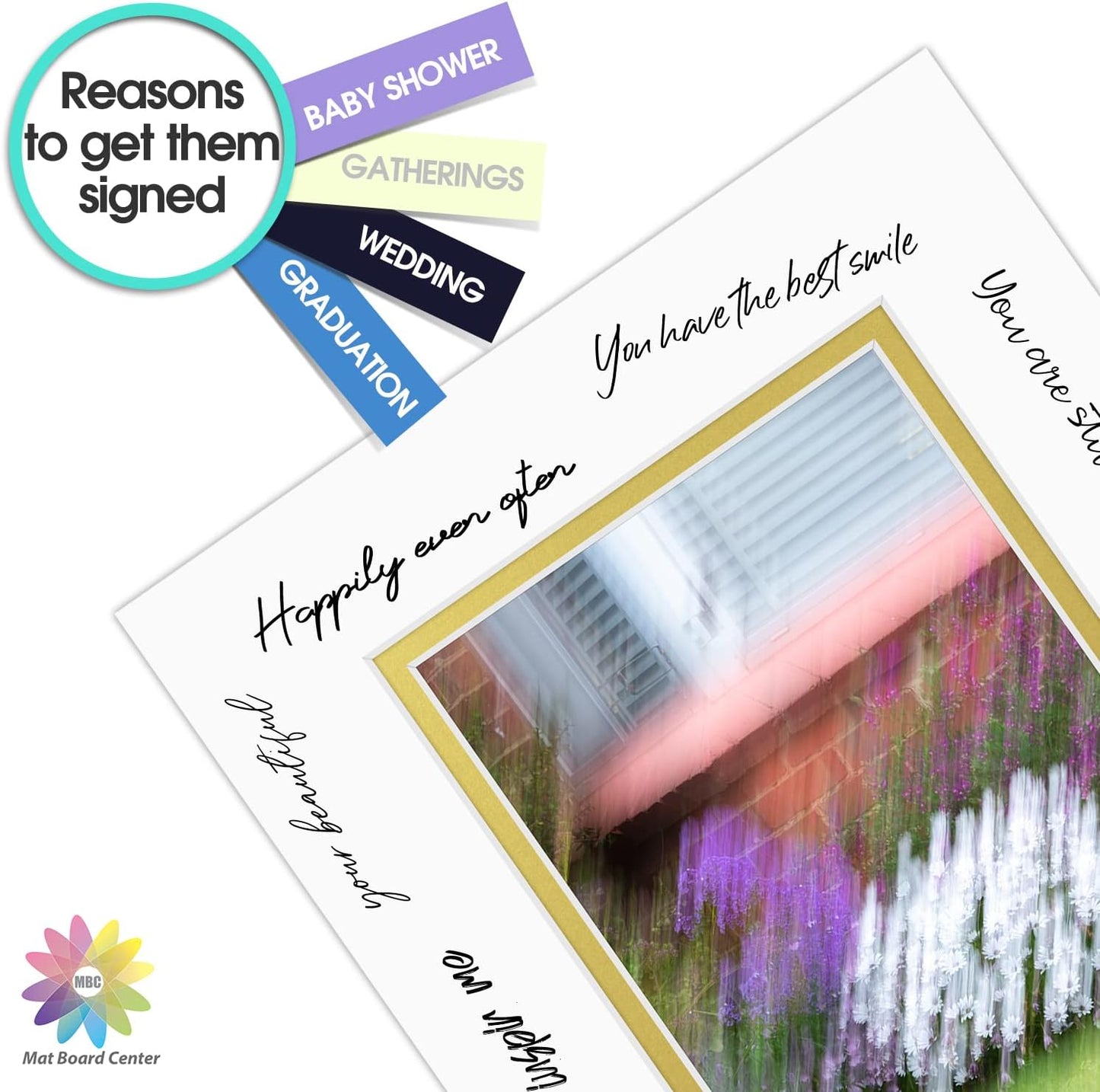 Mat Board Center, Double Mat - Acid Free, 8-ply Thickness, White Core - for Pictures, Photos, Framing (Off White Over Gold, 8x10 for 5x7, Pack of 5)