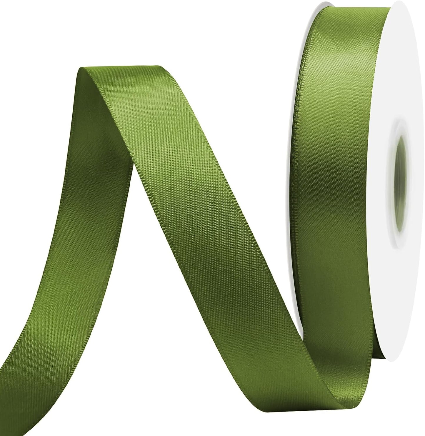 Moss Satin Ribbon 7/8" X 50 Yards Solid Color Double Faced Ribbons Perfect for Crafts Wedding Decor Bow Making Arts Sewing and More
