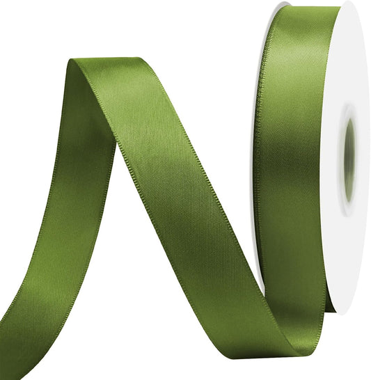 Moss Satin Ribbon 7/8" X 50 Yards Solid Color Double Faced Ribbons Perfect for Crafts Wedding Decor Bow Making Arts Sewing and More