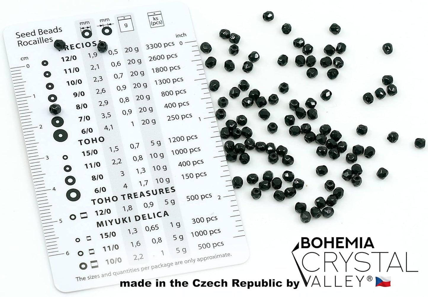 100pcs Faceted Fire Polished Pressed Czech Glass Beads 3mm (0.12in), Jet Black 23980