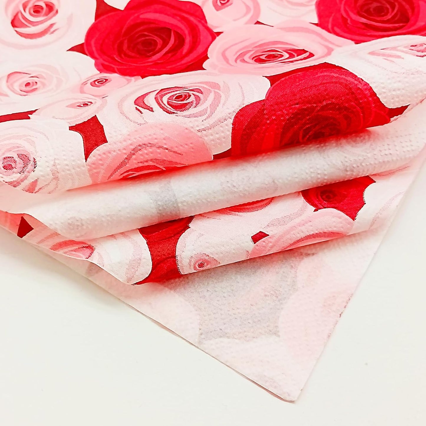 Paper Napkins 80 Pack 2 Ply Floral Beverage Luncheon Dinner Paper Napkins Rose Flower Print Disposable Napkins for Wedding Anniversary Celebrations, 6.5X6.5 Inches Folded