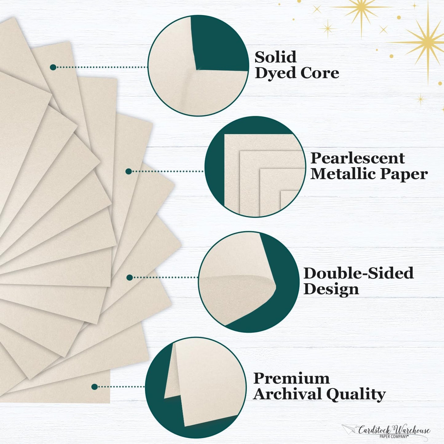Cardstock Warehouse Stardream Opal Ivory Cardstock Paper - 25 Sheets, 8.5 x 11" – 105 lb / 284 GSM Premium Metallic Ivory Card Stock for High-end Printing, Card Making, Die-cutting & DIY Projects