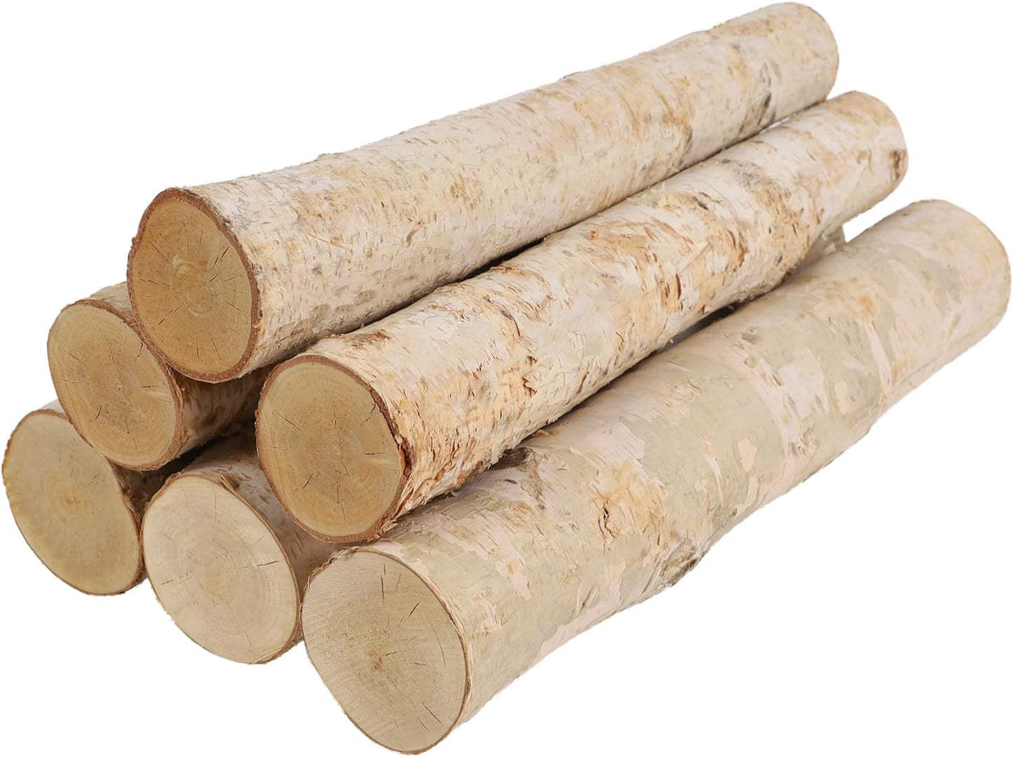 6-Pack White Birch Logs for Fireplace - Birch Tree Logs for Decoration, Decorative Firewood for Faux Mantel, Indoor Decor, DIY Crafts, and Planter Decoration (2.4"-3.2" Dia. x 16" Long)
