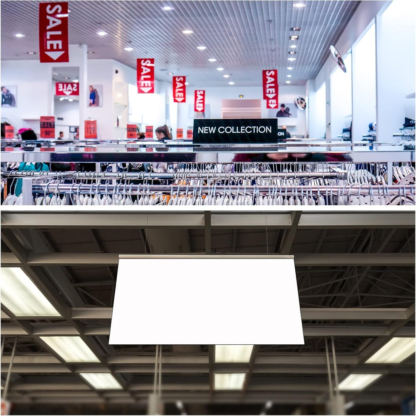 MECCANIXITY PVC Poster Hanger Rail Poster Strip Bar 45cm/18inch Clear with Clips for Poster, Map, 4 Set