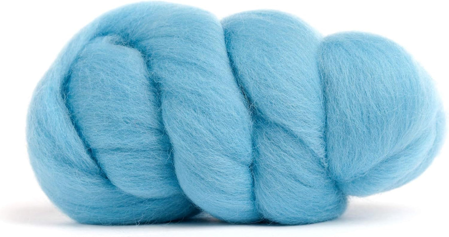 Desert Breeze Distributing 100% Natural Merino Wool Roving - Premium Combed Top Merino Roving Wool - Tapestry, Spinning, Wet Felting & Needle Felting Supplies - 21.5 Micron - 1 oz, Color Aqua Blue