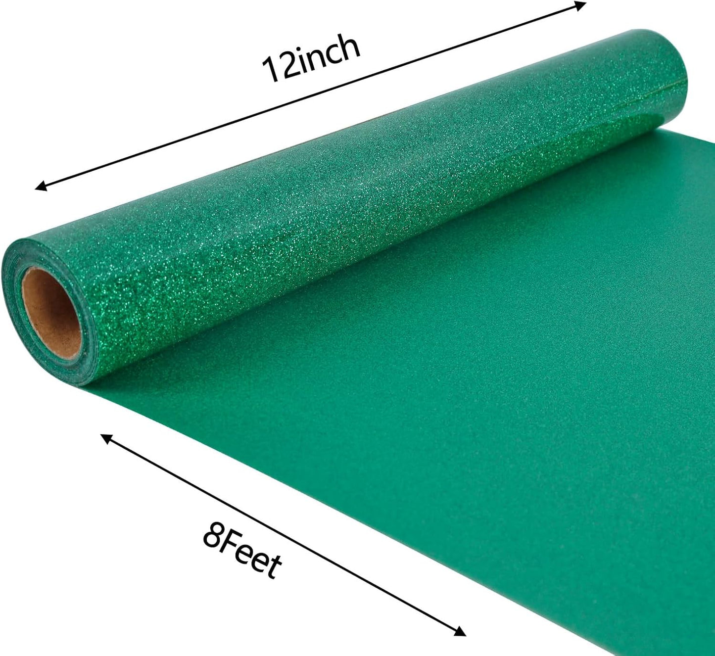 FUNKAKA Glitter Green HTV Heat Transfer Vinyl Rolls, 12" x 8ft PU Iron on Vinyl for T-Shirt Green Glitter HTV Vinyl for All Cutter Machines Easy to Cut & Weed for Heat Vinyl Design