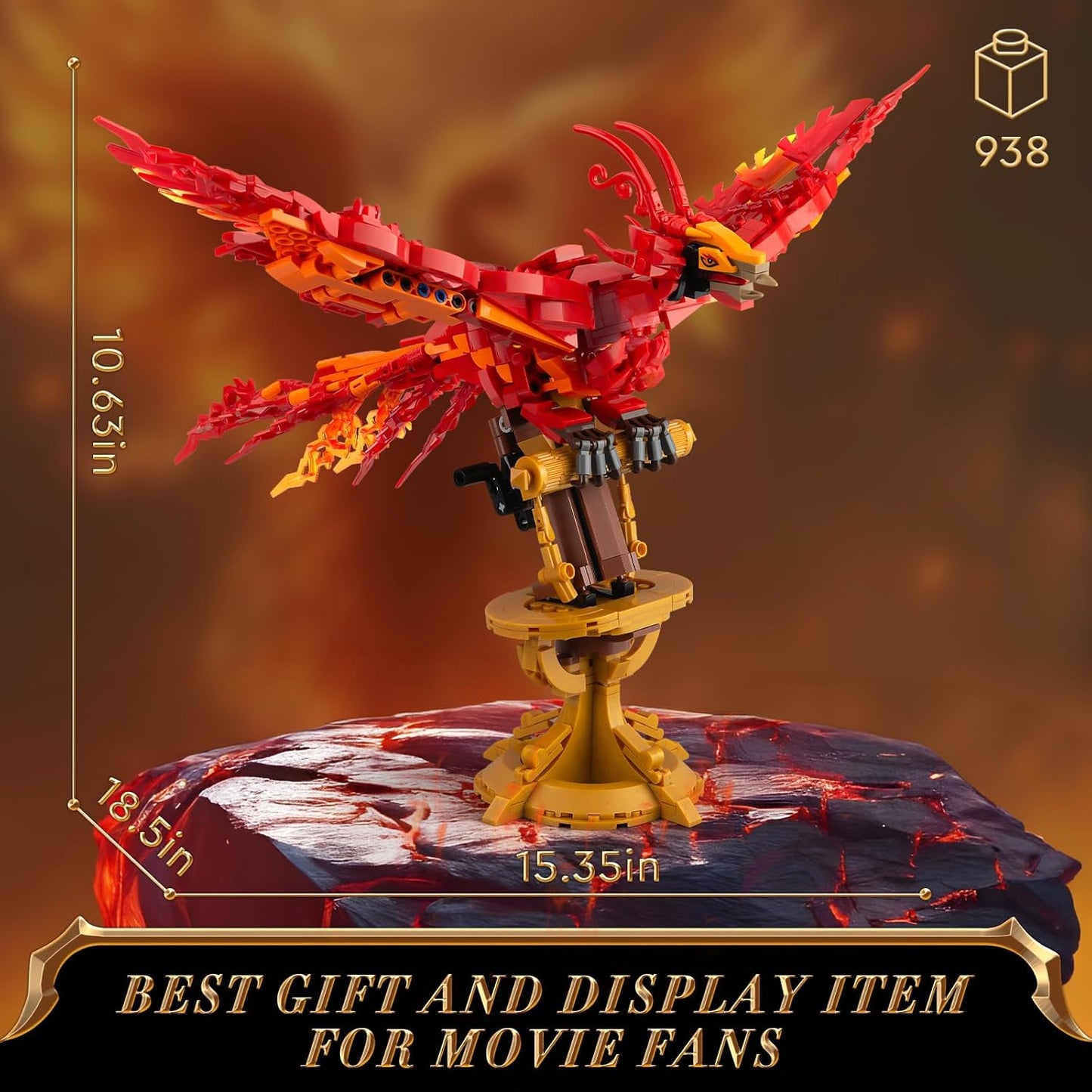 Phoenix Building Set, Bird Animals Set Wings Adjustable Building Kit, Collectible Magic HP Model Toys Gifts for Adults Kids Fans 12+ (938 PCS)