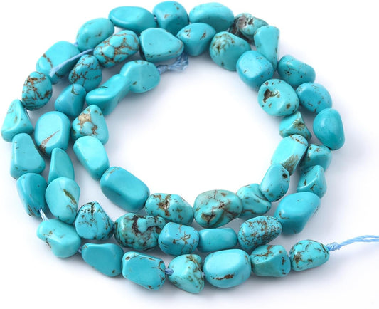 Green Turquoise Pebble Nugget Oval Free Tumbled Stone 6-8mm Natural Gemstone Loose Beads Approx 15.5 inch for DIY Jewelry Making