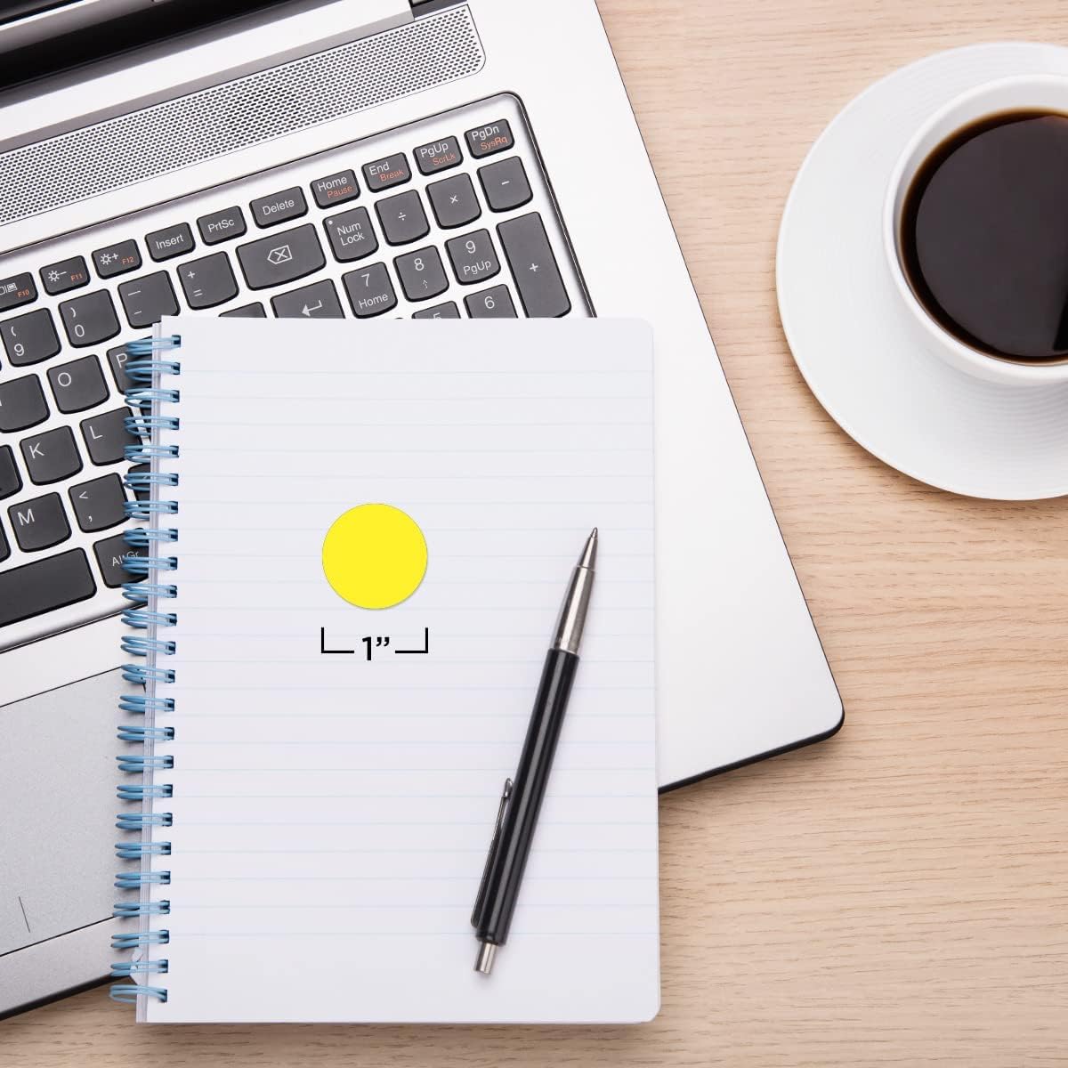 ChromaLabel 1 Inch Circle Labels, Easy to Write On Round Colored Stickers, Removable Sticky Dots - 1000 Dot Labels per Dispenser Box, Yellow Dots