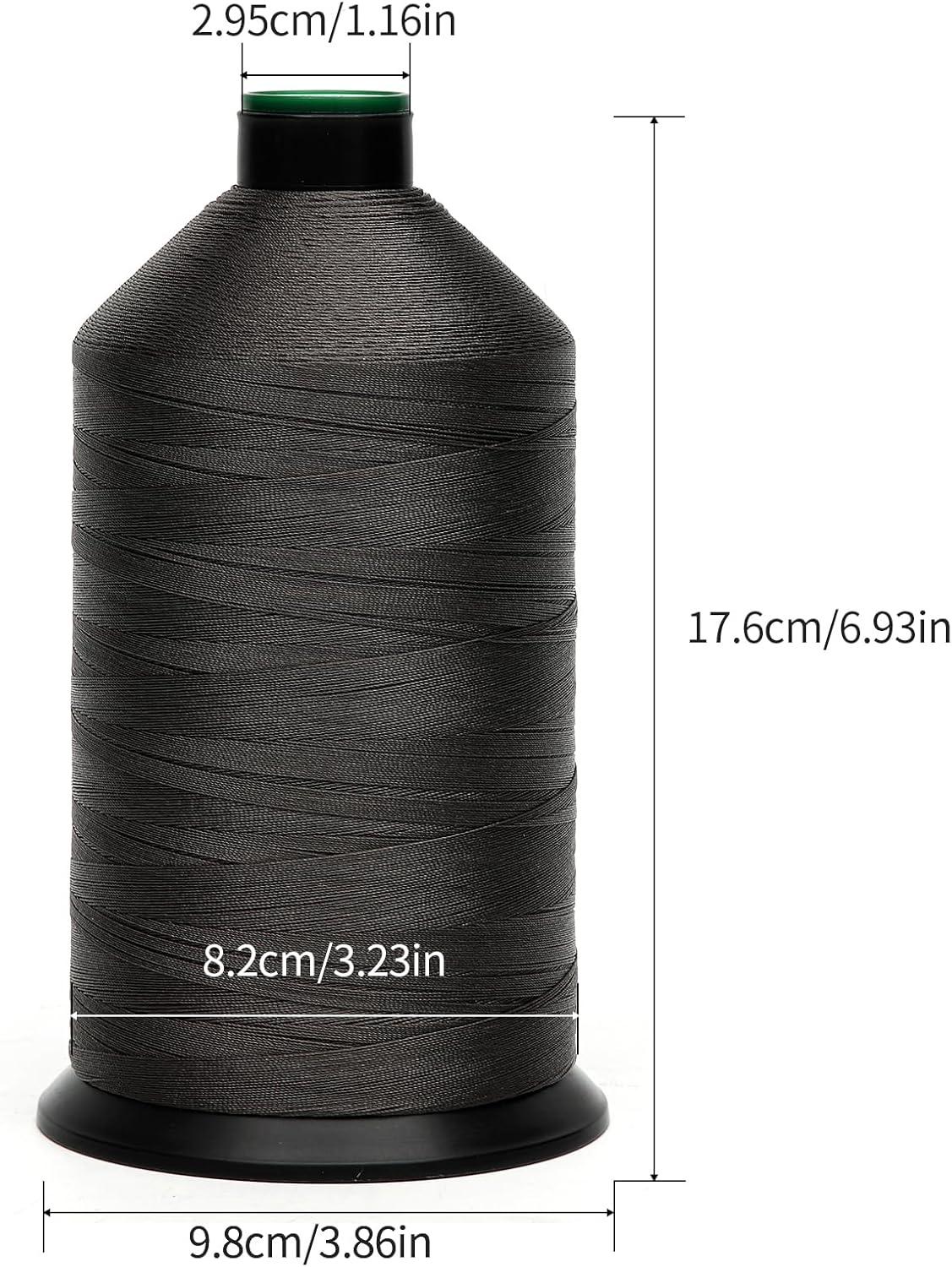 Extra Strong Bonded Nylon Thread #69 Tex70 – 16 OZ, 6000yds, Versatile Stitching Solution for Leather, Upholstery, Canvas Repair and More (Dark Gray)