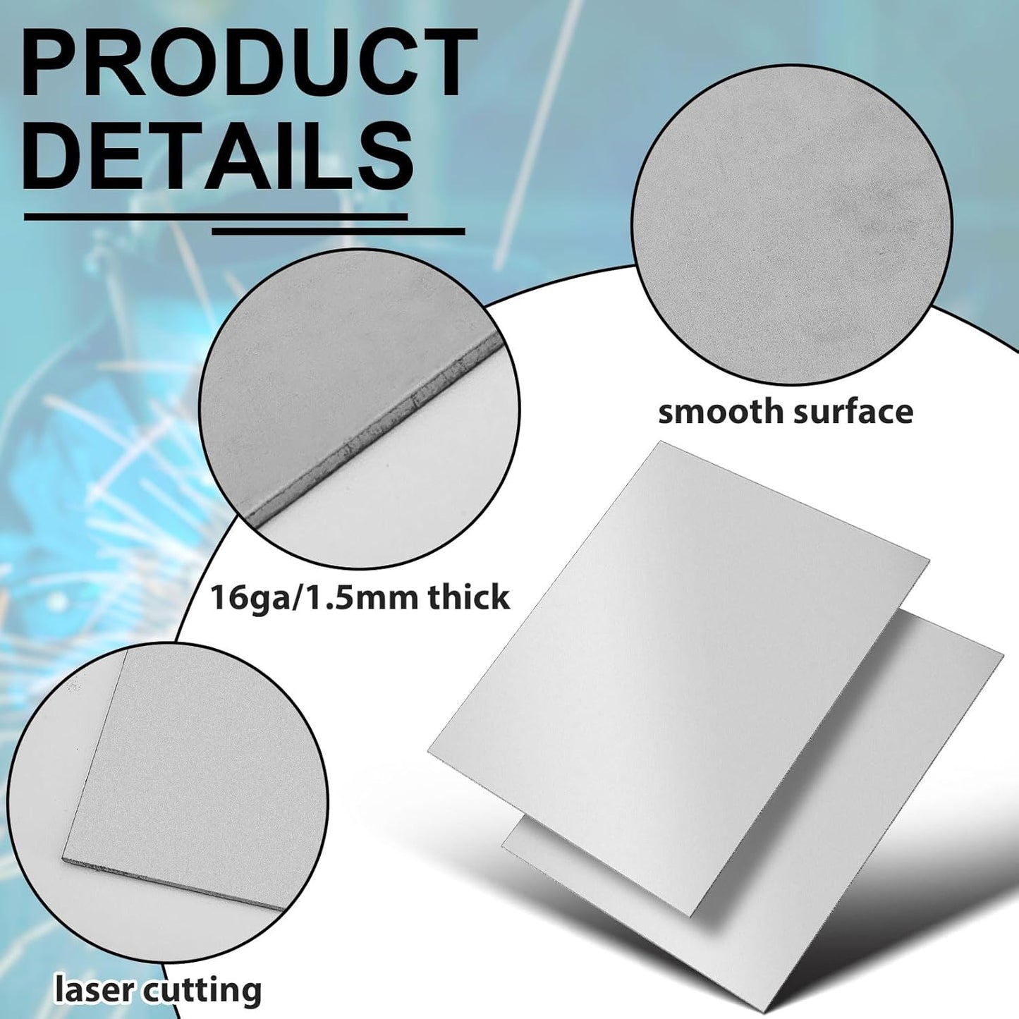 2 Pcs 16 Gauge Metal Steel Sheet 12 x 9 in Mild Cold Rolled Plate 0.06 in (1.5mm) Thick Weldable Carbon Square Metal Panels for Outside Industrial DIY Use Projects Weld Accessories