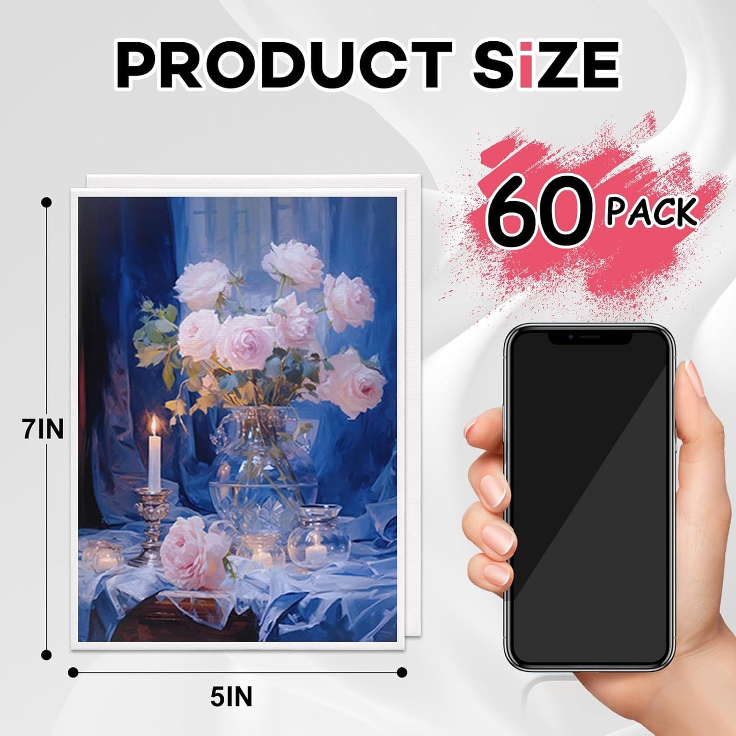 ESRICH 5x7 Small Canvases for Painting, 60 Pack Mini Canvas Boards for Painting Canvas Primed Acid Free Mini Blank Canvas Panels for Oil Paint,Watercolor,Acrylic Paint,Gouache&Tempera.