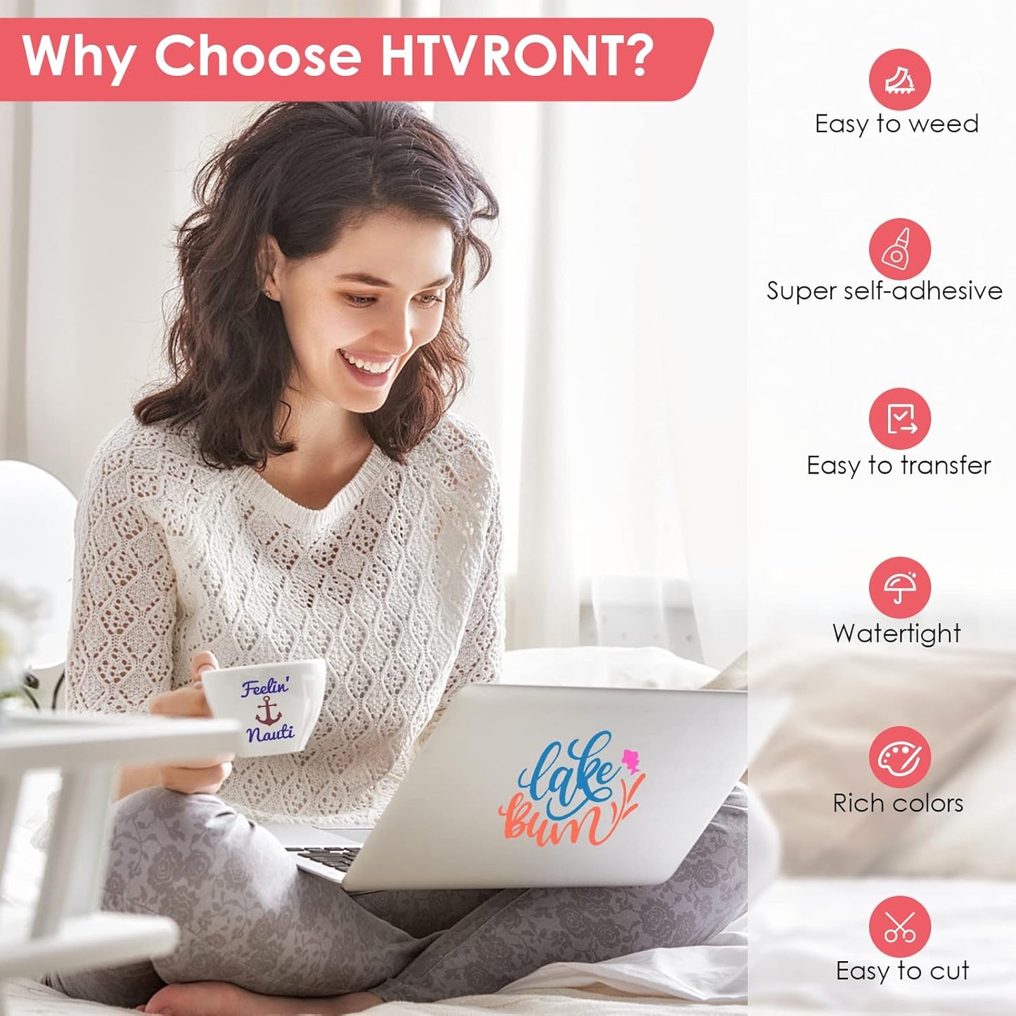 HTVRONT Permanent Vinyl for Cutting Machine-100 Pack 12 "x12 Adhesive Vinyl Sheets Set, 90 Sheets Permanent Bundle & 10 Transfer Tape for Projects and Crafting