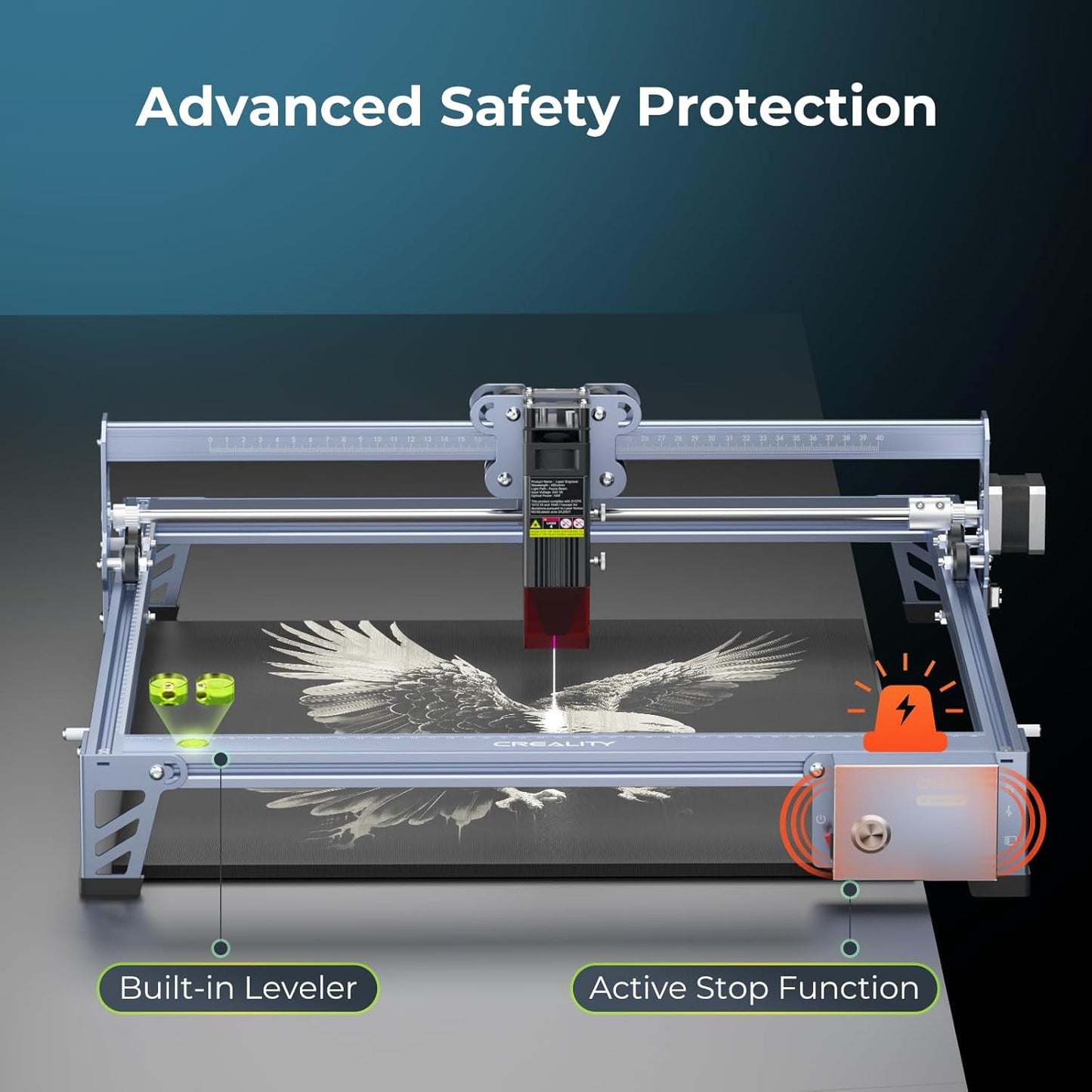 Creality Falcon 10W Laser Engraver Machine, 0.06mm High Precision Laser Engraving Machine 72W Laser Cutter and Engraver Machine for Wood Metal Acrylic Leather, 15.7"×16.3" Workspace