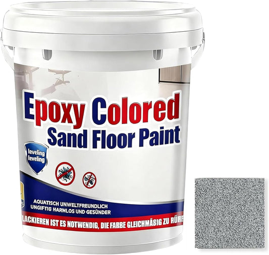 Epoxy Colored Sand Floor Paint, Epoxy Floor Paint for Concrete, High Gloss Marble Effect Coating, Waterproof Non-Slip Concrete Paints, Suitable for Indoor/Outdoor Use (Light Gray,64 oz/2 kg)