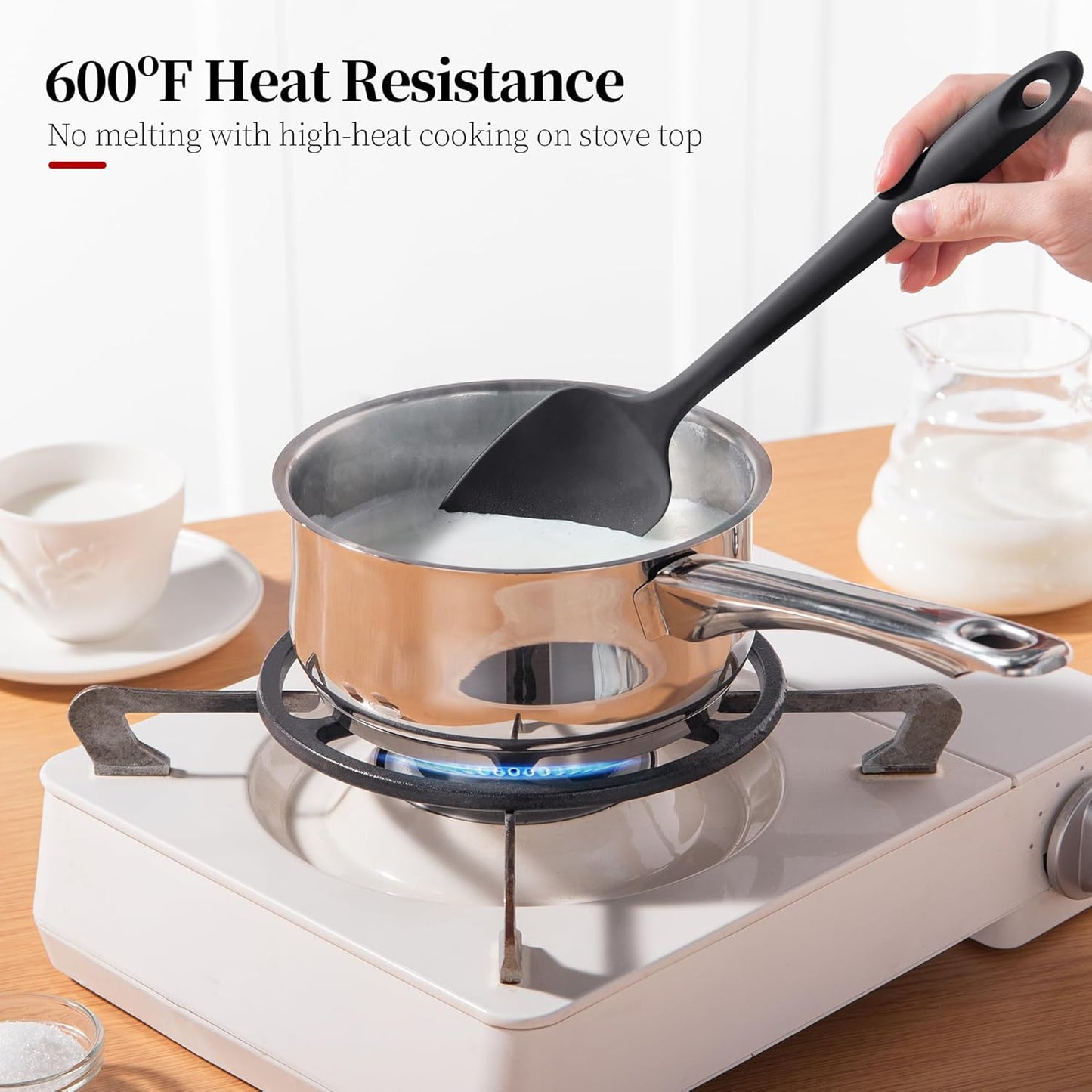 Heat Resistant Silicone Spatula Set of 4, Luxiwise 600ºF High Temp Baking Scraper Cooking Utensils Non-Stick BPA-Free for Seamless Mixing, Folding, Scraping with Rubber Kitchen Essentials (Multi-3)