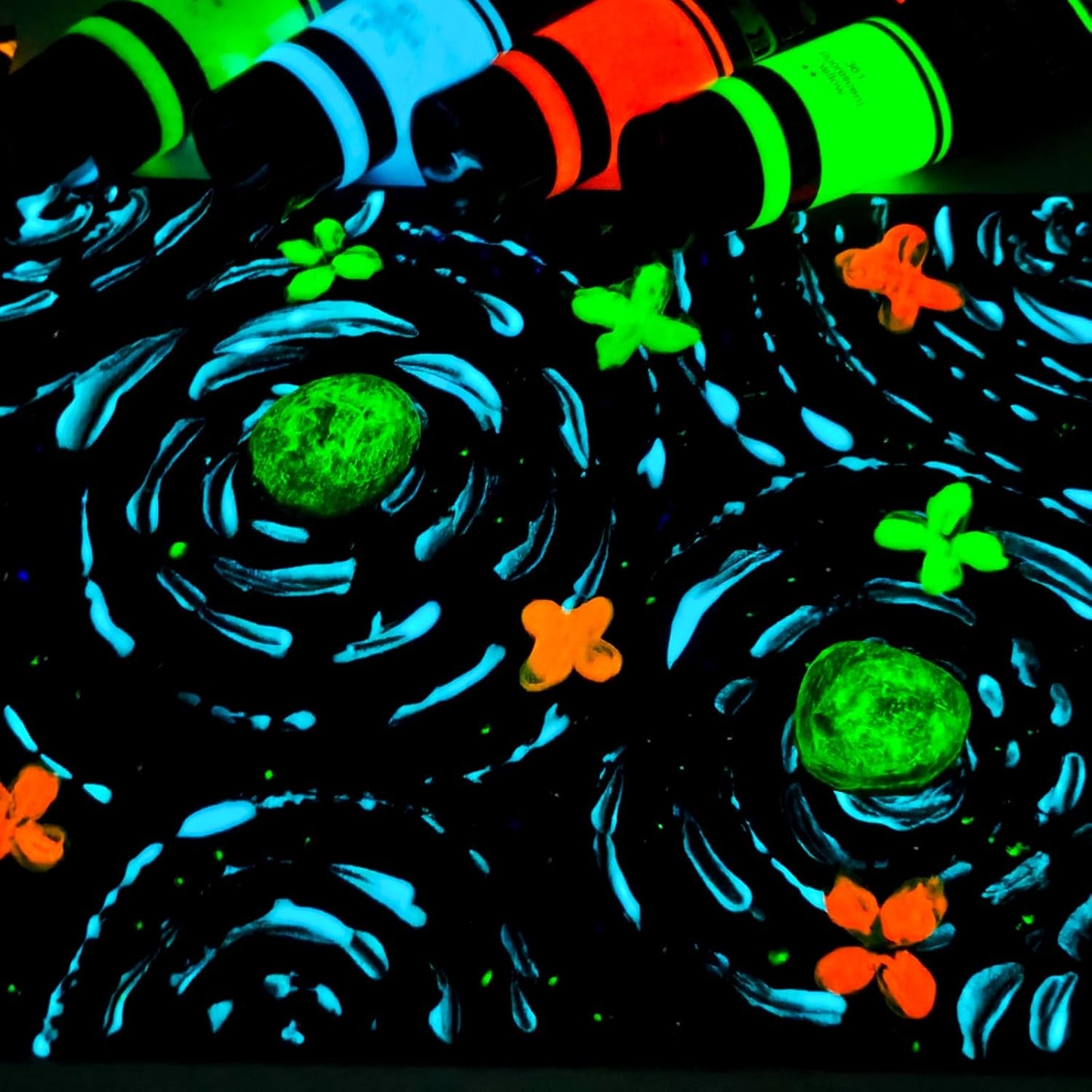 Artecho Glow in the Dark Paint 6 Colors, 120 ml / 4 oz Acrylic Paint for Decoration, Art Painting, Outdoor and Indoor Art Craft, Supplies for Canvas, Rock, Wood, Waterproof Rich Pigments