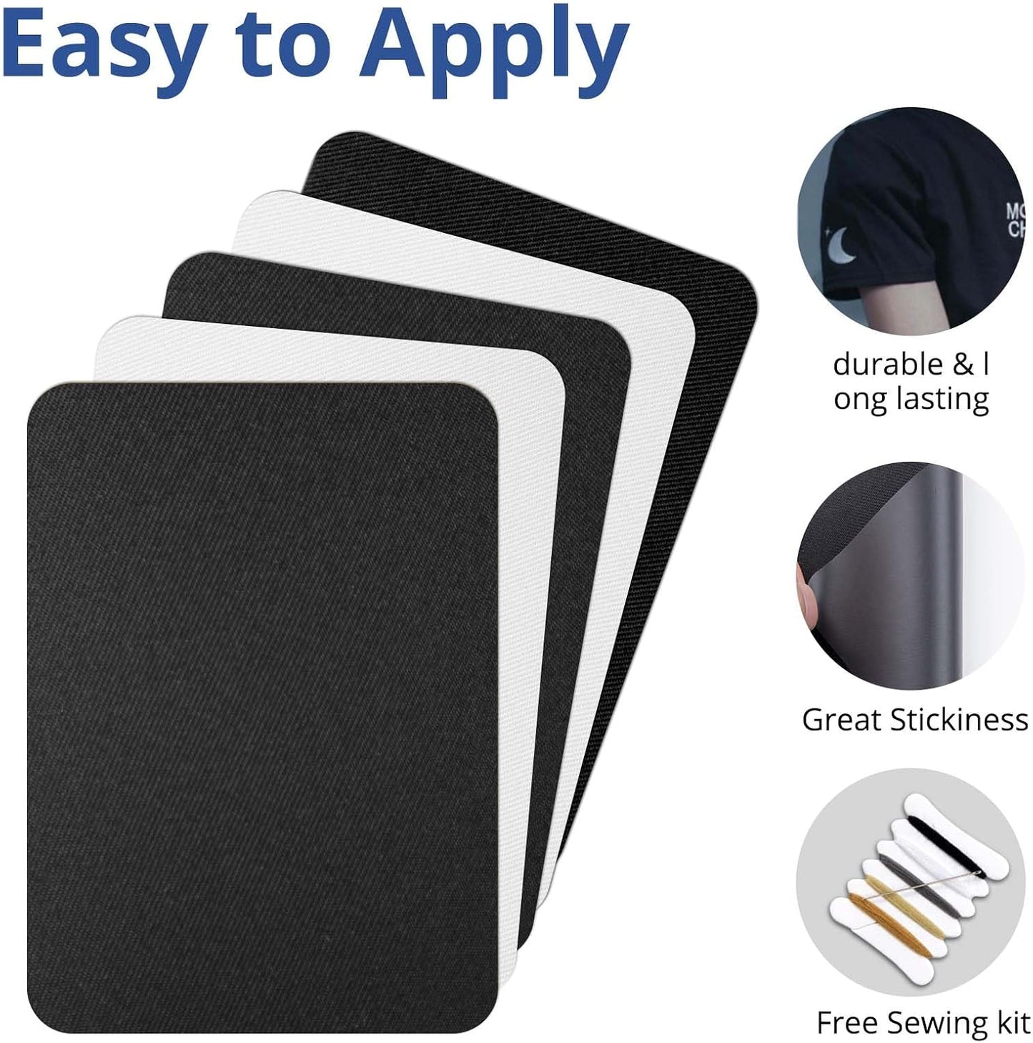 HTVRONT Iron on Patches for Clothing Repair, Fabric Patches for Clothes, Repair Decorating Kit, Iron on Patches (Black&White)