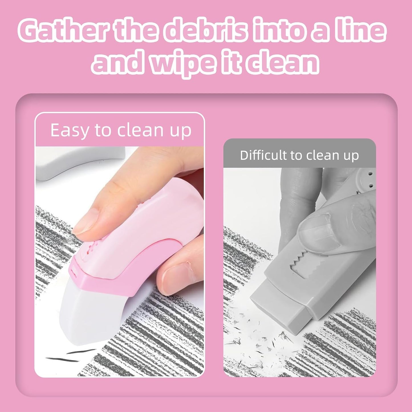 3+1 Pack Rubber Erasers Sliding Retractable Eraser, Soft Cute Erasers Push Pull Large Pencil Erasers with Plastic Sleeve 3 Refill Eraser for School Students Kids Office Home Supplies, Pink