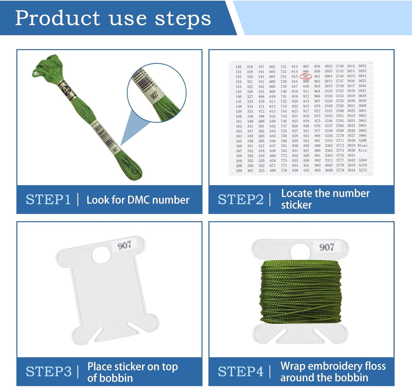 Embroidery Floss Organizer with 24 Compartments - Cross Stitch Thread Storage Box Includes 100 Plastic Bobbins, Stickers, Bobbin Winder for DIY Sewing Crafts