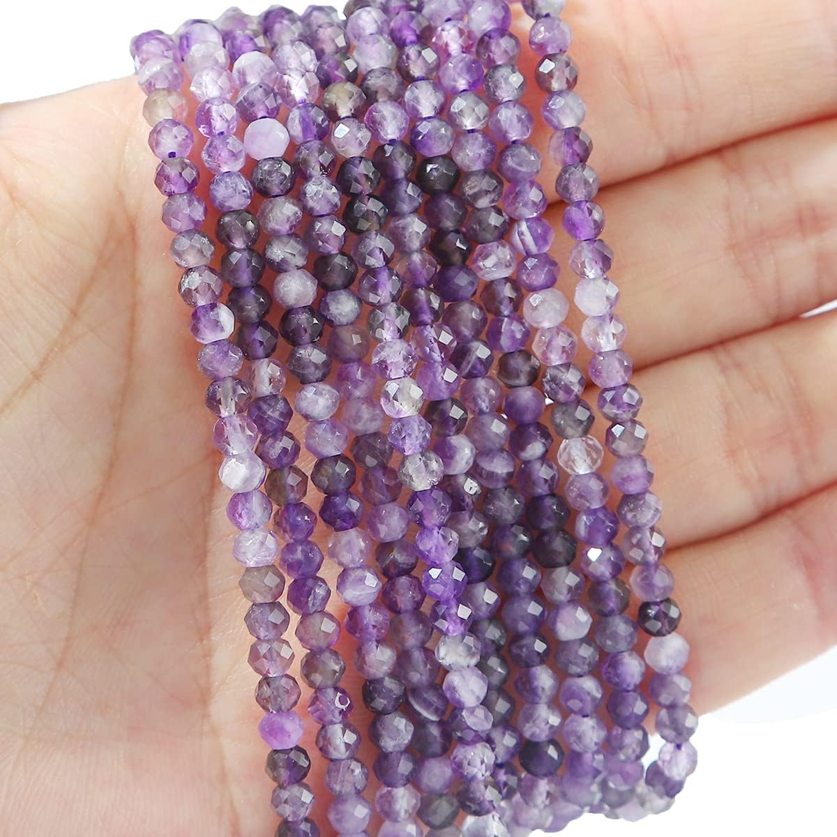 Natural Amethyst Crystal Beads 4x2mm 120pcs Faceted Rondelle Loose Semi Gemstone Beads for Jewelry Making Design