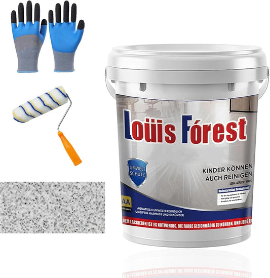 Louis Forest Epoxy Floor Paint, High-Gloss Marble Effect Coating, Epoxy Colored Sand Floor Paint, Wear-Resistant and Non-Slip for Indoor Outdoor (1KG-White hemp gray)