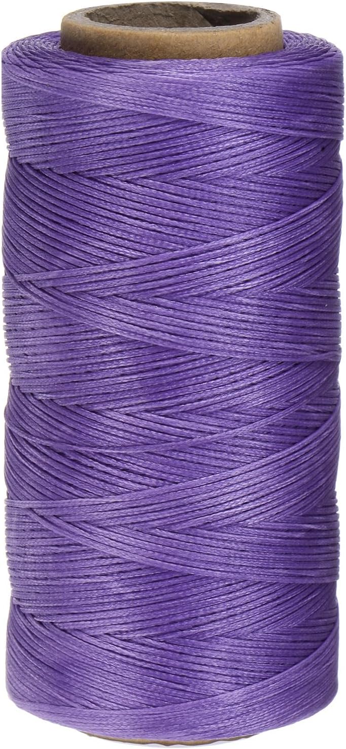Uxcell 150D 0.8mm Flat Waxed Thread, 284 Yards Polyester, Dark Purple, Leather Sewing Waxed String