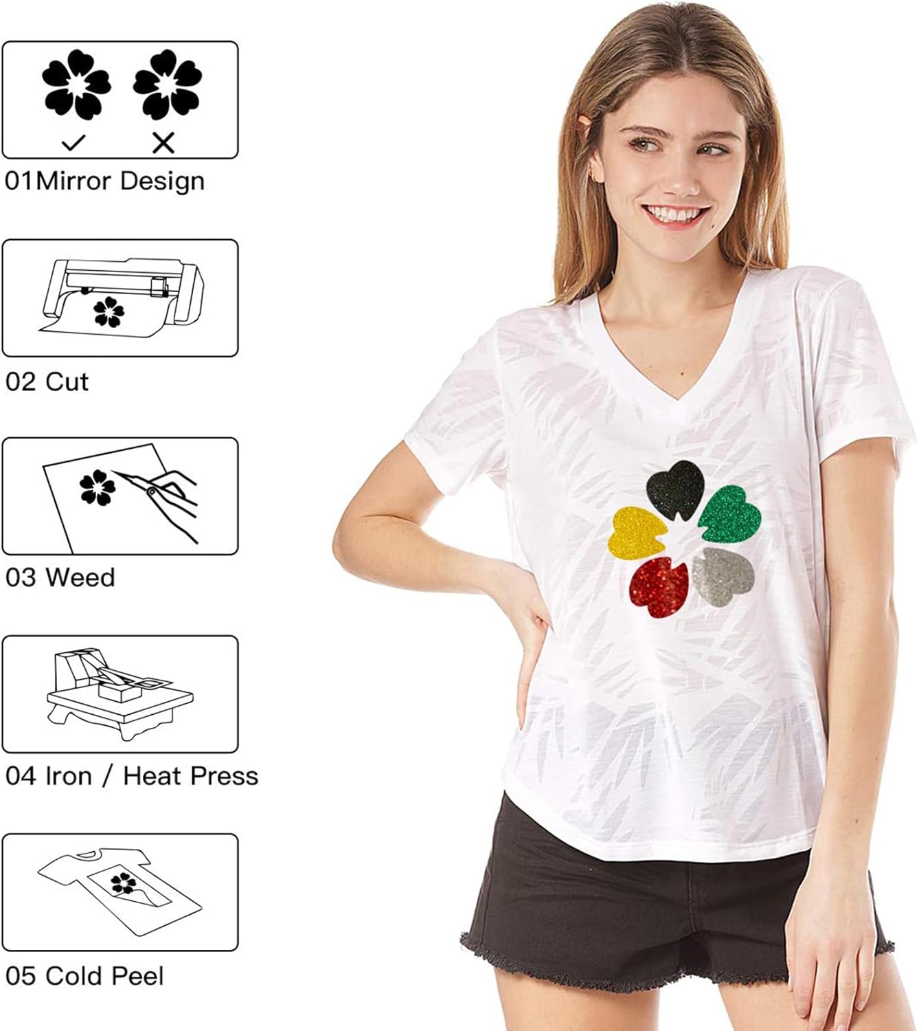 HTVRONT Champagne Glitter HTV Vinyl - 10" x 8ft Light Gold Glitter Heat Transfer Vinyl for T Shirts, Champagne Glitter Iron on Vinyl Compatible with Cricut Cutting Machine (Champagne Gold)