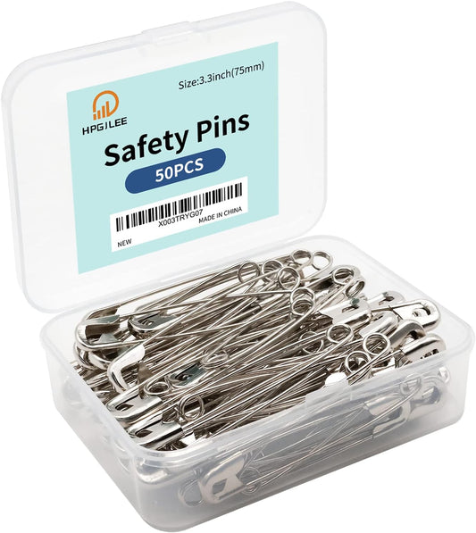 3.3 Inch Safety Pins Assorted, Bulk Large Safety Pins for Clothes(3.3 inch 50PCS)
