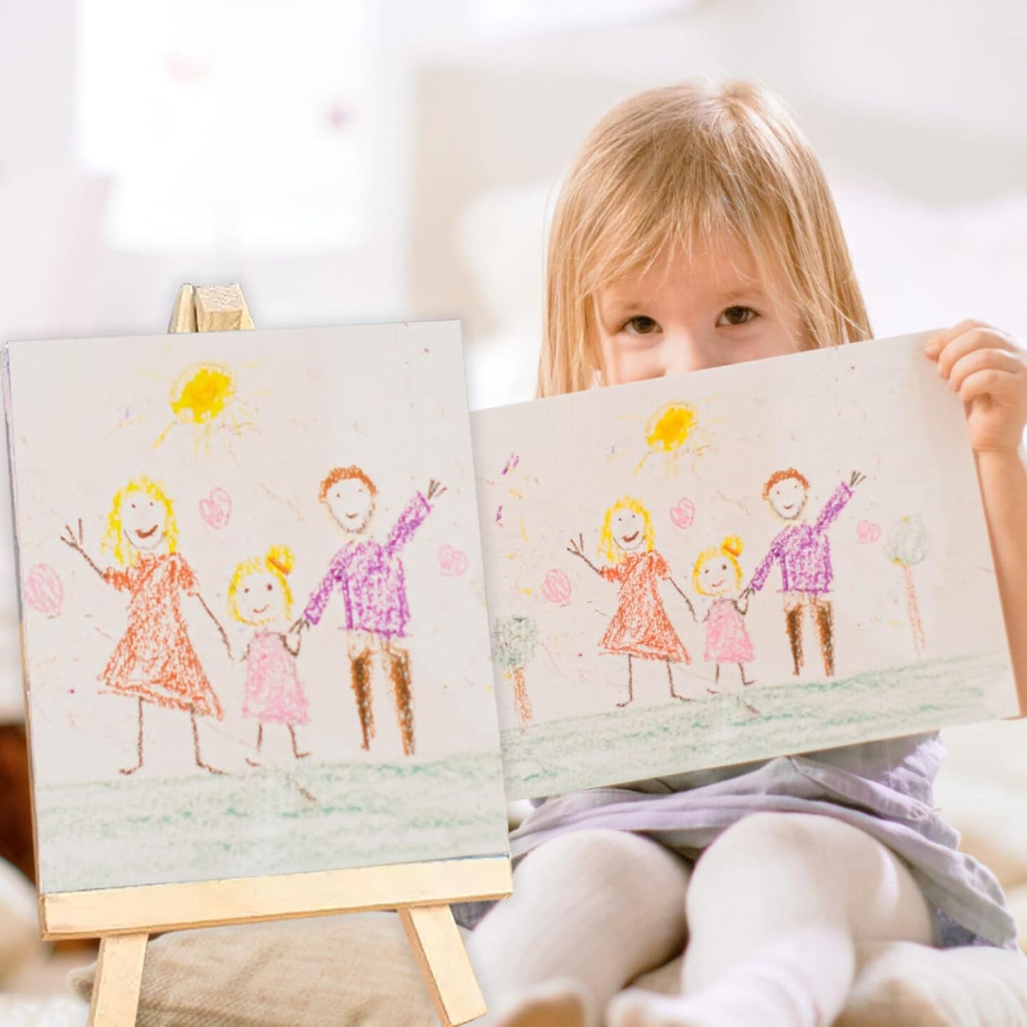 24 Pack 9 Inch Wooden Display Stand, Wooden Tripod Holder Stand, Painting Stand, Used for Displaying Business Cards and Photos, Student Desktop Easel for Painting