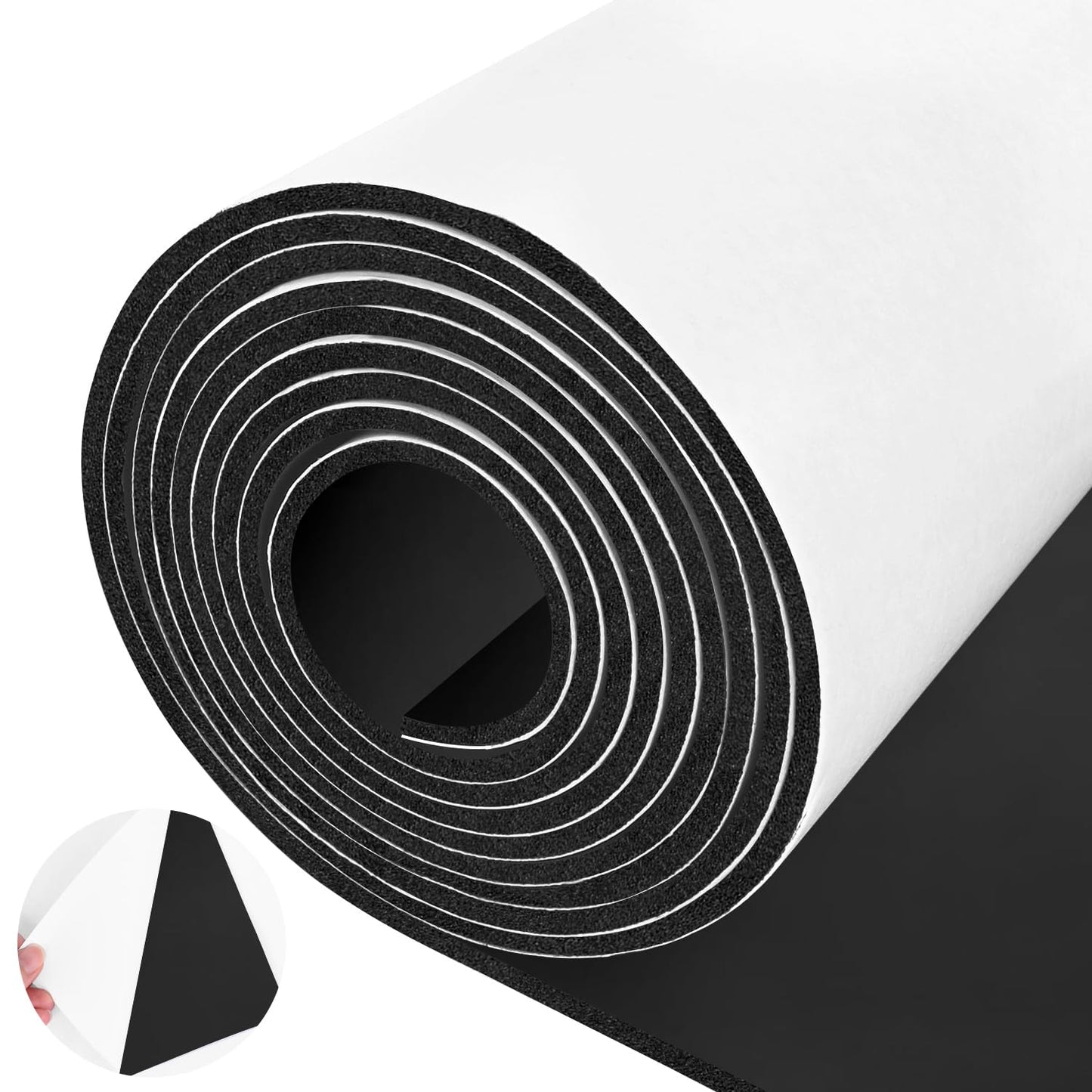 Tolanbbt Sponge Neoprene Foam Sheet with Adhesive - 1/8” Thick, 12” x 118” Closed Cell Foam Rubber Roll, Weatherproof Soundproof Padding for Automotive, Cabinet, Furniture, Crafts, DIY, Black