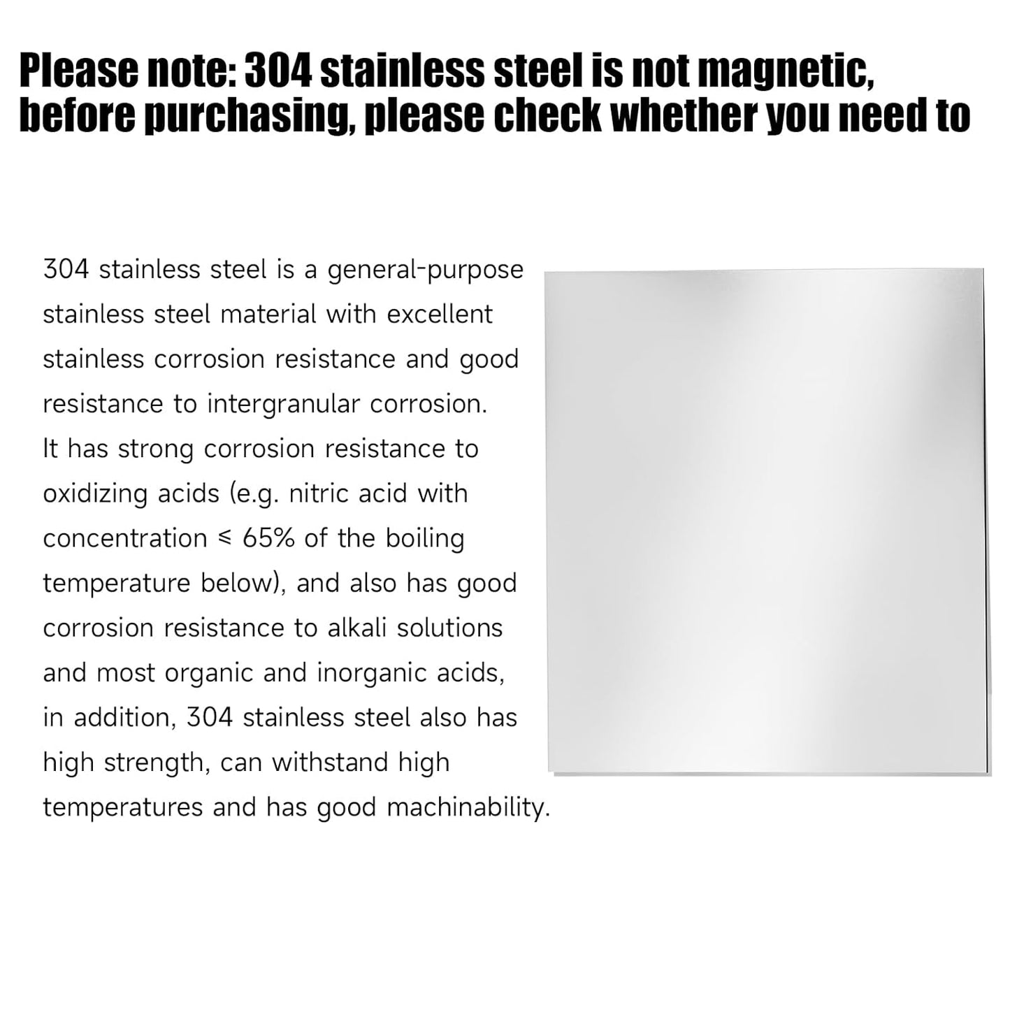 304 Stainless Steel Sheet - 12" X 12" X 1/16" Thin Stainless Steel Plate 1/16 Inch Thickness with Protective Film Metal Sheets Shim Stock for Kitchen DIY Crafting (305 x 305 x 1.6 mm)