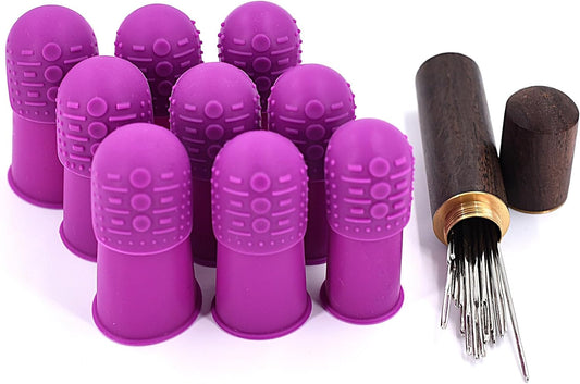 Comfortable Flexible Thimbles | THIK-Grip Thimble | Small (3) - Medium (3) - Large (3) - Comfy | Set of Large Sewing Needles with Case (1)