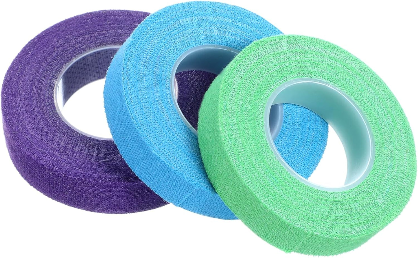 3 Rolls Thimble Tape for Hand Sewing, Self-Adhesive Cotton Finger Protector, Breathable Finger Tape Adjustable Knitting Bandage for Quilting, Embroidery DIY Crafts (Green, Purple, Blue)