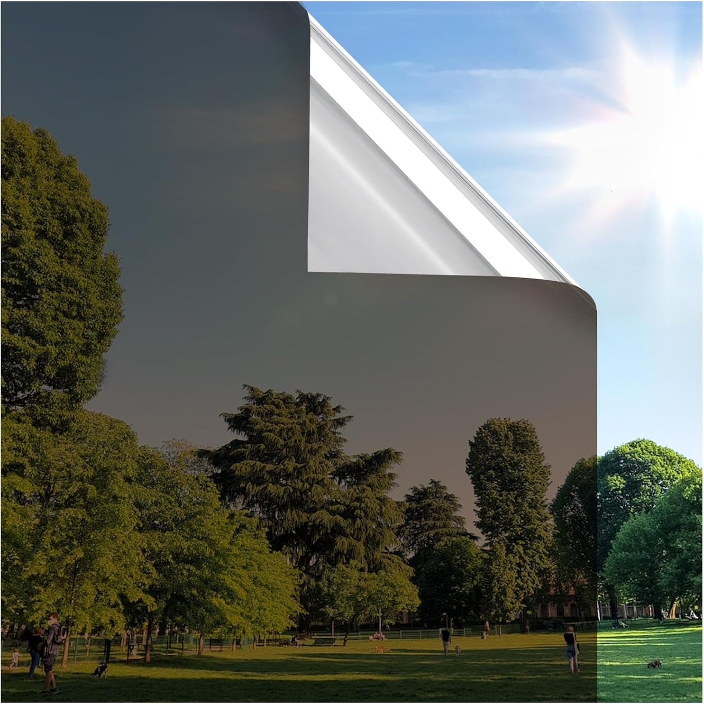 rabbitgoo Window Privacy Film One Way Window Tint for Home, Removable Reflective Heat Sun Blocking Anti UV Glass Door Covering, Mirror Tinting Film House Office, 23.6 in X 6.5 Feet, Brown Silver