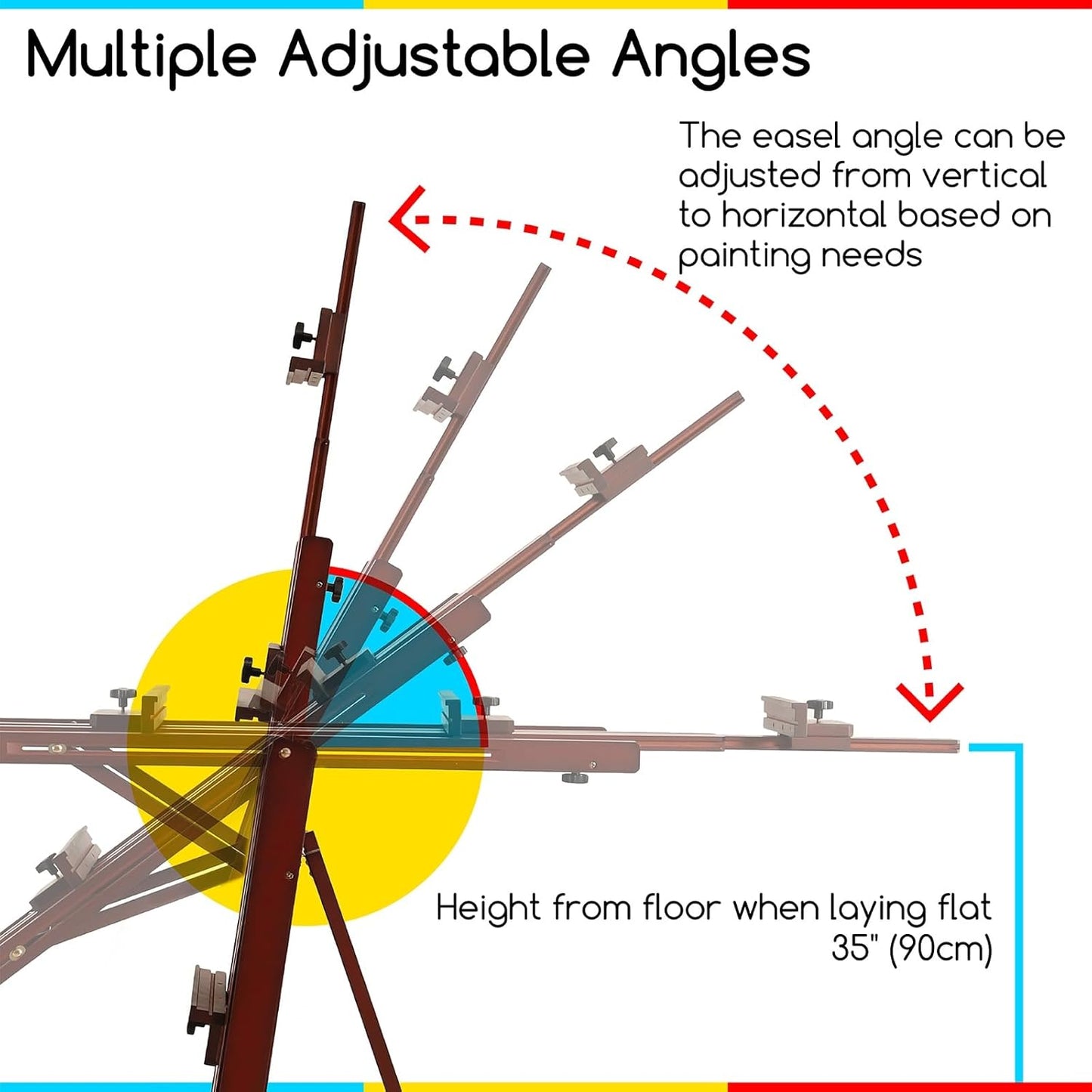 MEEDEN Multi-Function Studio Easel,H-Frame Easel,Painting Easel for Adults,Artist Easel,Floor Easel,Solid Beech Wooden Easels w/Front Wheels,Holds Canvas Art up to 77" - Walnut