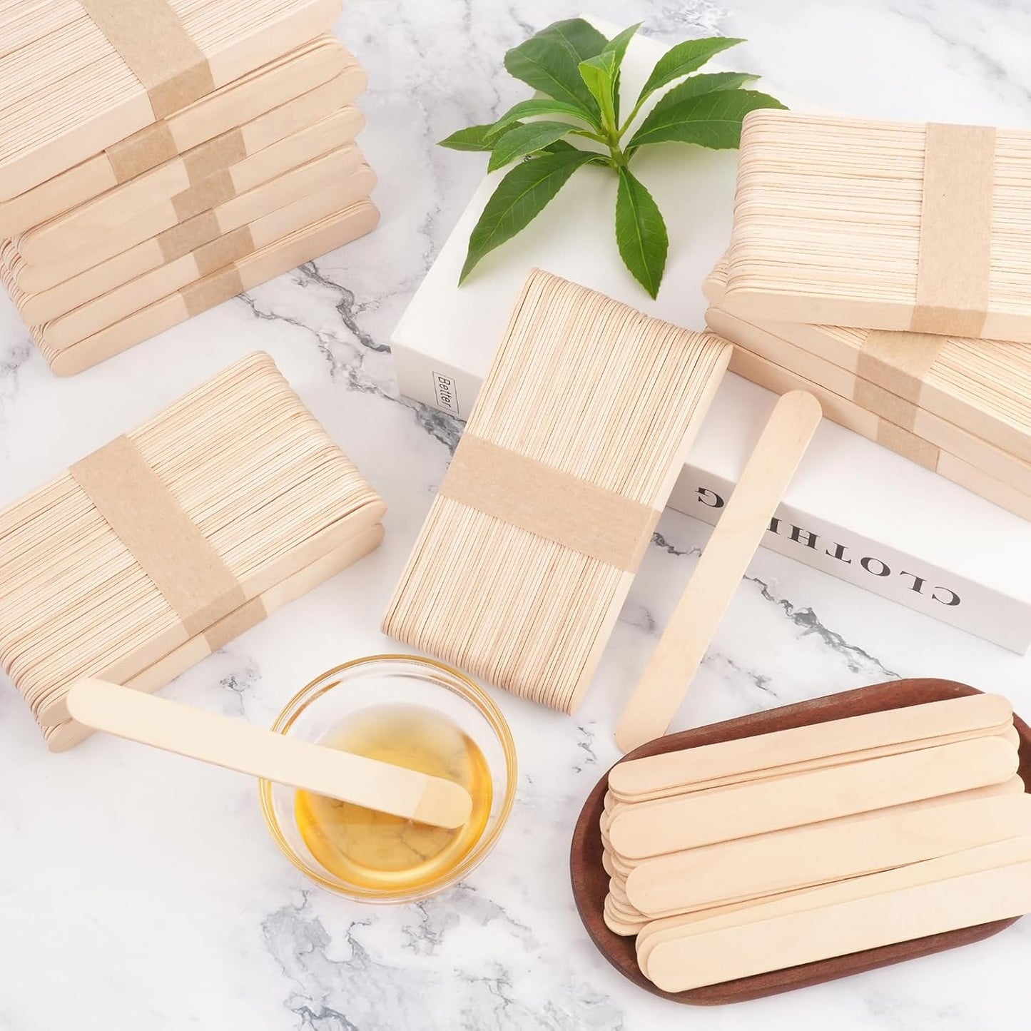 1500 Pcs Wooden Wax Sticks 6-Inch Jumbo Wood Waxing Stick Wax Spatulas Applicator Multi-Purpose Wood Popsicle Craft Sticks for Body Hair Removal, Tongue Depressors and Craft Projects