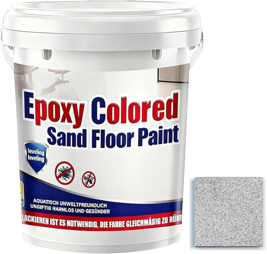 Epoxy Colored Sand Floor Paint, Epoxy Floor Paint for Concrete, High Gloss Marble Effect Coating, Waterproof Non-Slip Concrete Paints, Suitable for Indoor/Outdoor Use (White Hemp Gray,32 oz/1 kg)