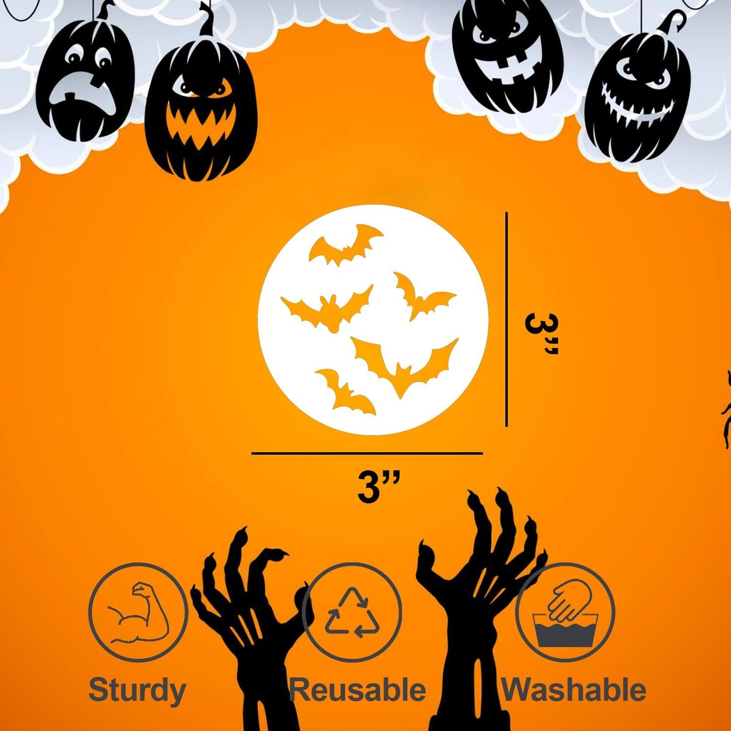 Halloween Stencils for Painting on Wood 3inch Small Halloween Stencil Reusable Boo Pumpkin Face Draw Templates for Wood Slice Windows Fabrics Tier Tray DIY Crafts Decor(R Stencils19-56P/3in)