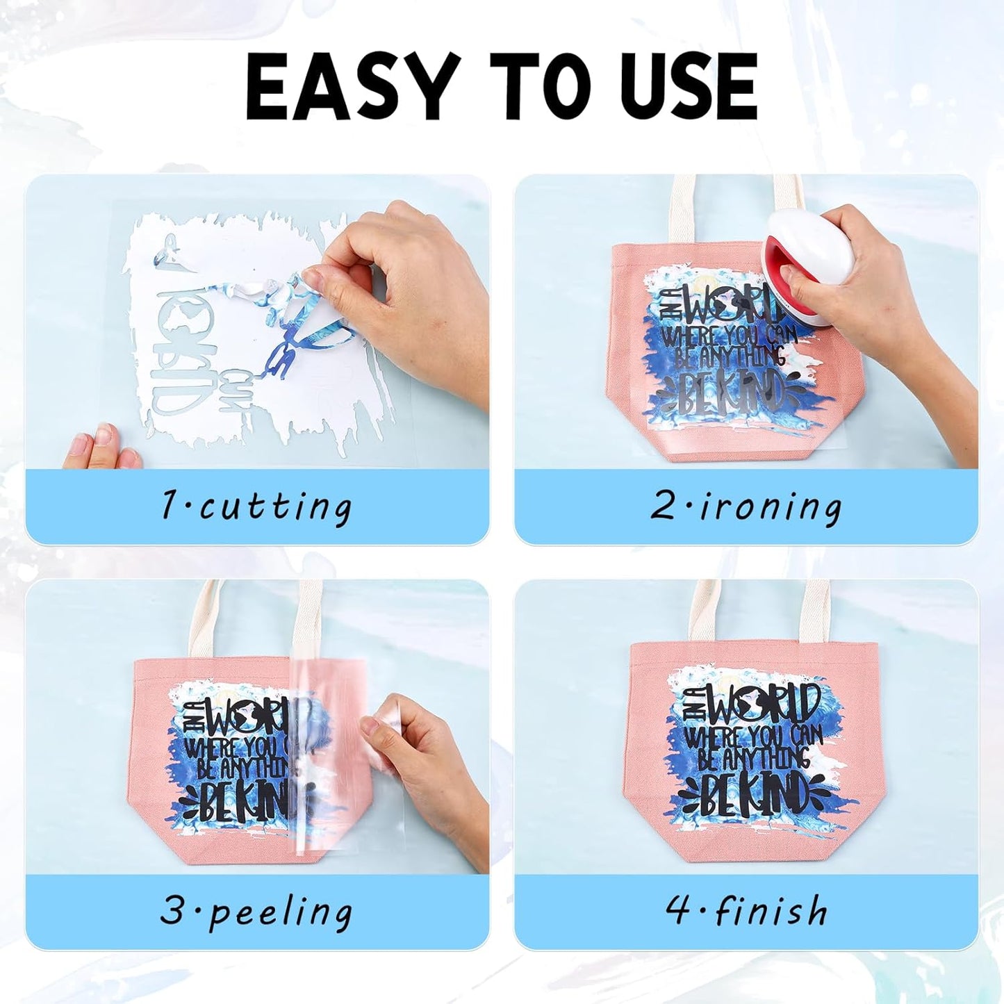 Tintnut Liquid Marble HTV Vinyl - 12 Sheets 10 x 12 Inch Watercolor Marble Heat Transfer Vinyl Pattern HTV Iron on Vinyl T-Shirts DIY Compatible with Cricut or Silhouette Cameo