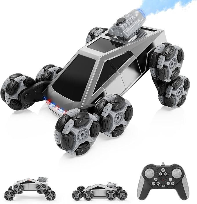 8 Wheel RC Stunt Car with Gesture Control, Spray & LED Lights, Gesture Sensing Remote Control Cars for Boys Age 6 7 8-12 13 14 Year Old, Christmas Birthday Gifts Ideas for Kids