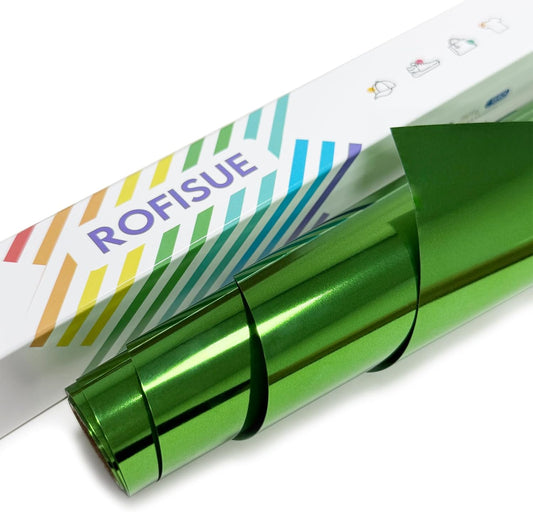 Metallic Green Sheet Foil Heat Transfer Vinyl, 12Inch x 6Ft Bundle Chrome HTV for Stunning T-Shirt Designs Perfect for DIY