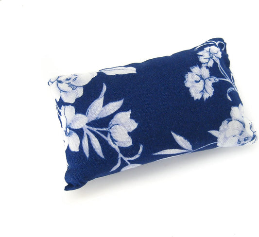 Nakpunar Emery Pincushion for Sewing, Quilting, Needlework - Pin Cushion Filled with Abrasive Turkish Emery Sand - Handmade in USA (White Floral Design on Navy Blue Background)