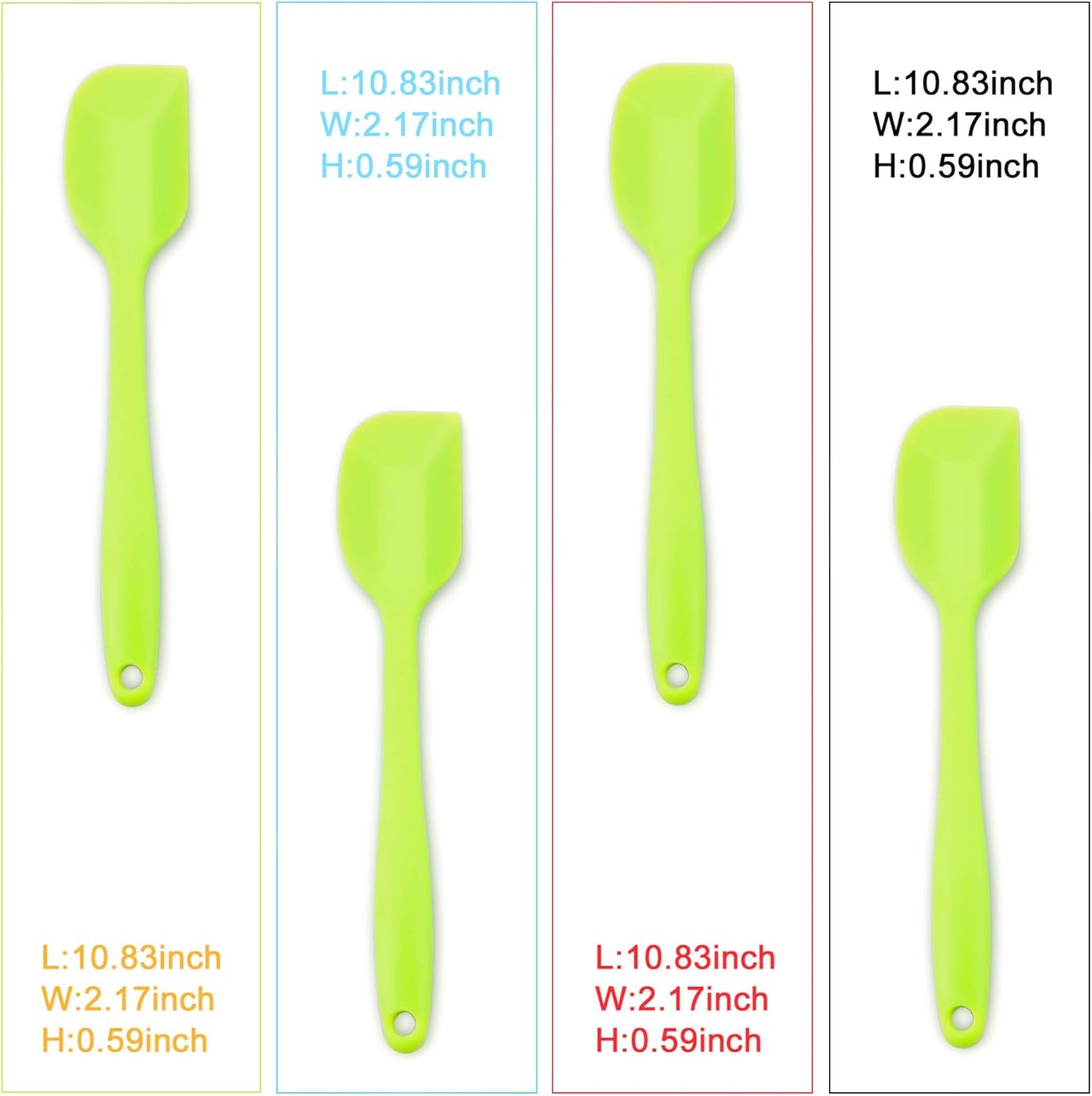 Silicone Spatula 4-piece Set, Heat-Resistant Non-stick Rubber Spatulas with Stainless Steel Core, Green