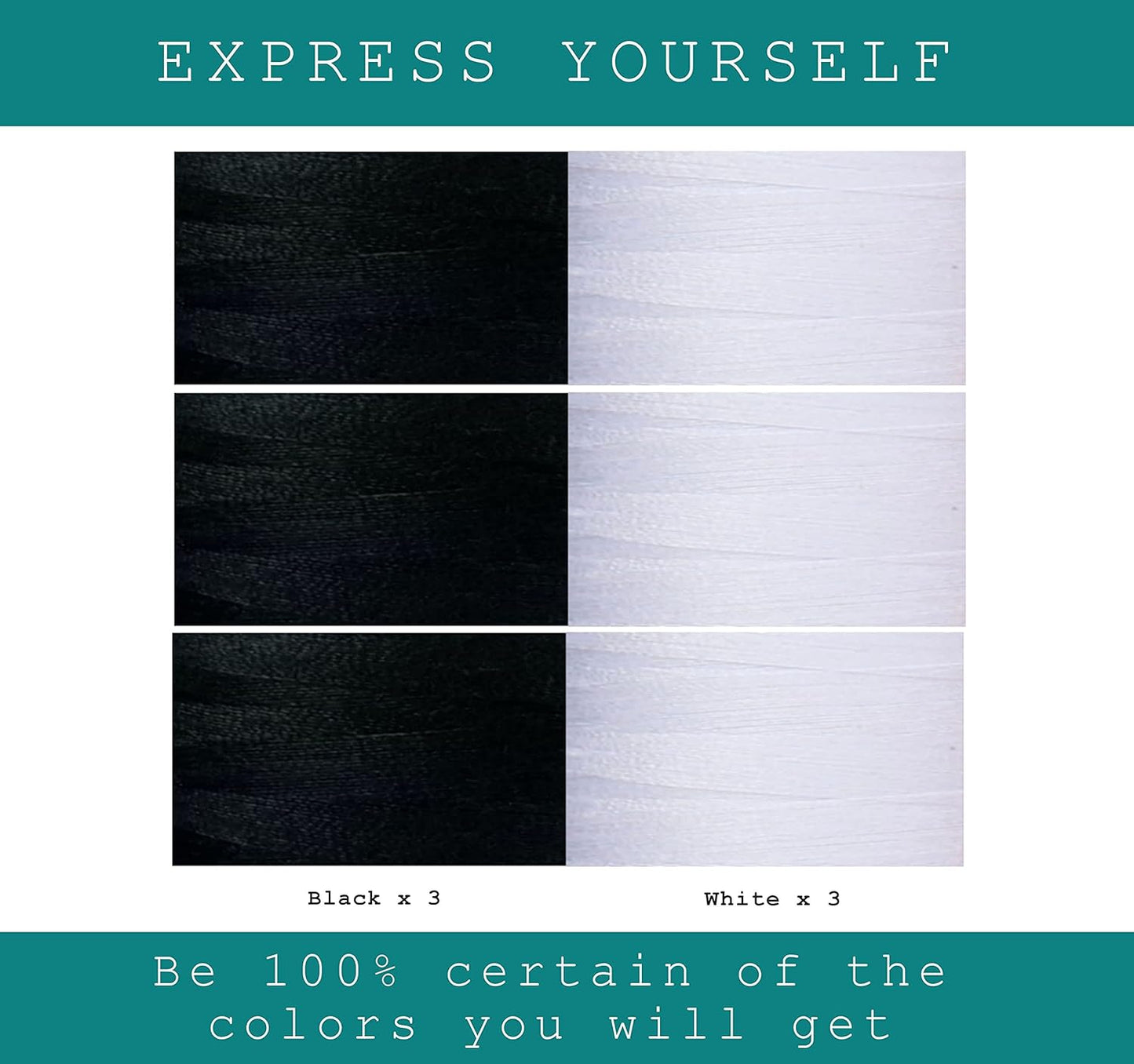 Black & White Sewing Thread - 6 Spools of Polyester Thread for Sewing Machine for Beginners, Hand Stitching & Quilting - 1000 Yards Per Spool