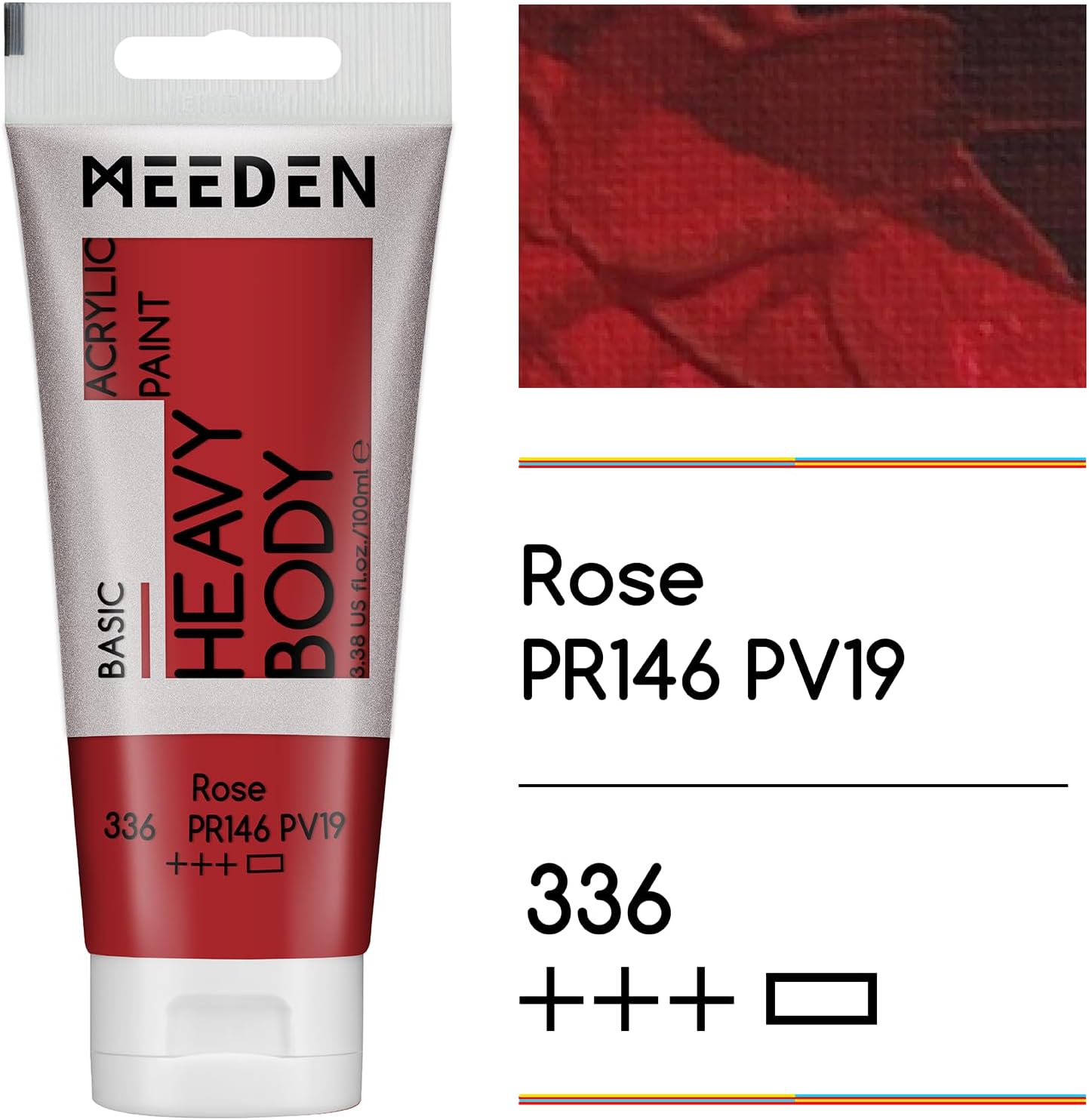 MEEDEN Acrylic Paint Rose Red: Bundled with Titanium White Color - 100ml/3.38oz x 2 Bulk Heavy Body Acrylic Paint Tubes for Wood Leather Glass