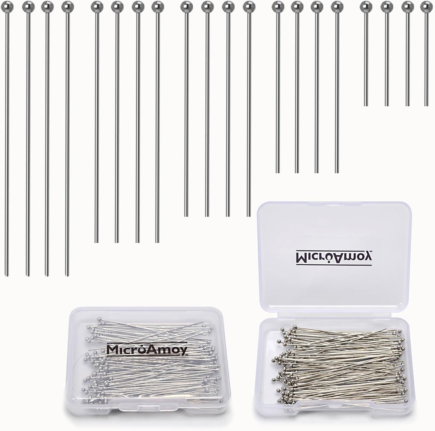 150pcs Silver Filled Ball Pins Non Tarnish Craft Earring Bracelet Jewelry Making Accessories Supplies (40mm (1.57in), Silver-Ball Pin)