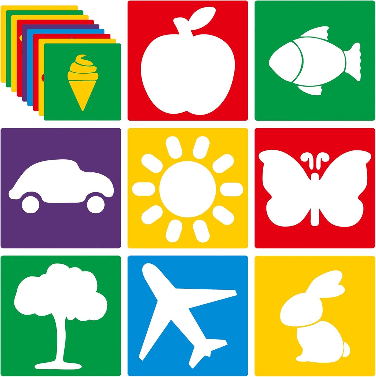 24 Pieces Stencils for Kids,Large Drawing Stencils Chalk Template,8 Inches Washable Shape Template Kit for Crafts,Painting Drawing for Kids Toddlers Preschool(Primary, 8 inch)