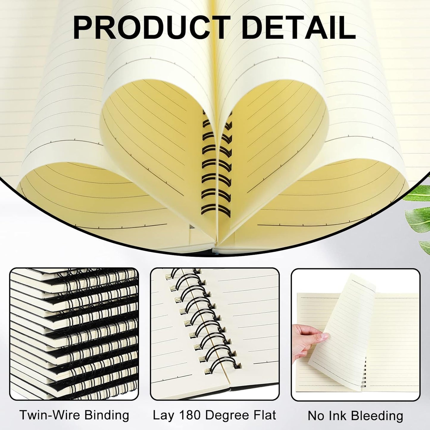 Yahenda 200 Pcs Spiral Notebook Bulk A5 Journal Lined 8.3'' x 5.5'' Writing Composition Paper Small Notepad Subject Notebook for Students Office Business Back to School Supplies (Black)